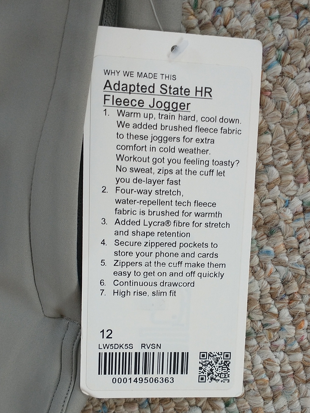 NWT Lululemon Adapted State HR Fleece Jogger Size 12 - Picture 3 of 8